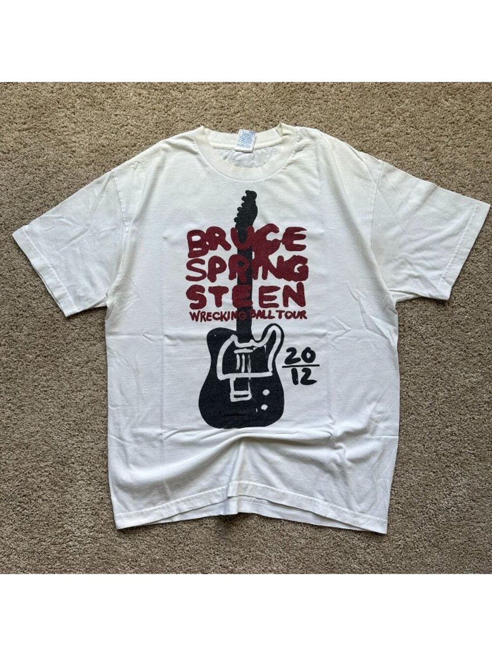 Bruce Springsteen Wrecking Ball Tour 2012 T-Shirt White L Concert Rock Band Tee
